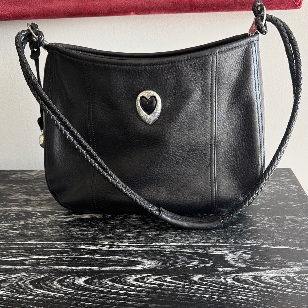 Vintage Brighton bag with gator sides and braided straps.